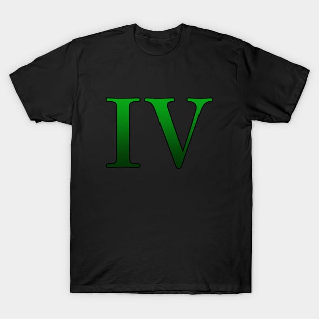 Green Roman Numeral 4 IV T-Shirt by Numerica